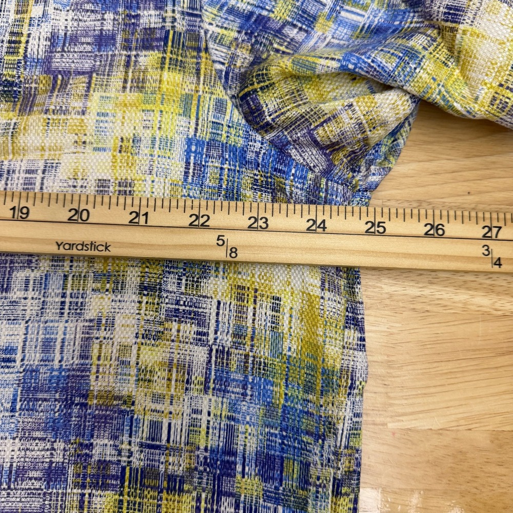 VTG Jhane Barnes Mens XL Silk Short Sleeve Shirt Yellow Blue Abstract Geometric - Picture 6 of 9